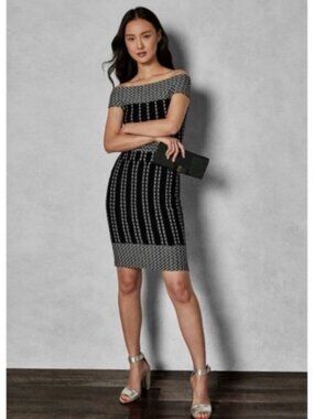 Ted Baker Yolinii Bardot Off-the-Shoulders Dress Metallic Black / Size 6